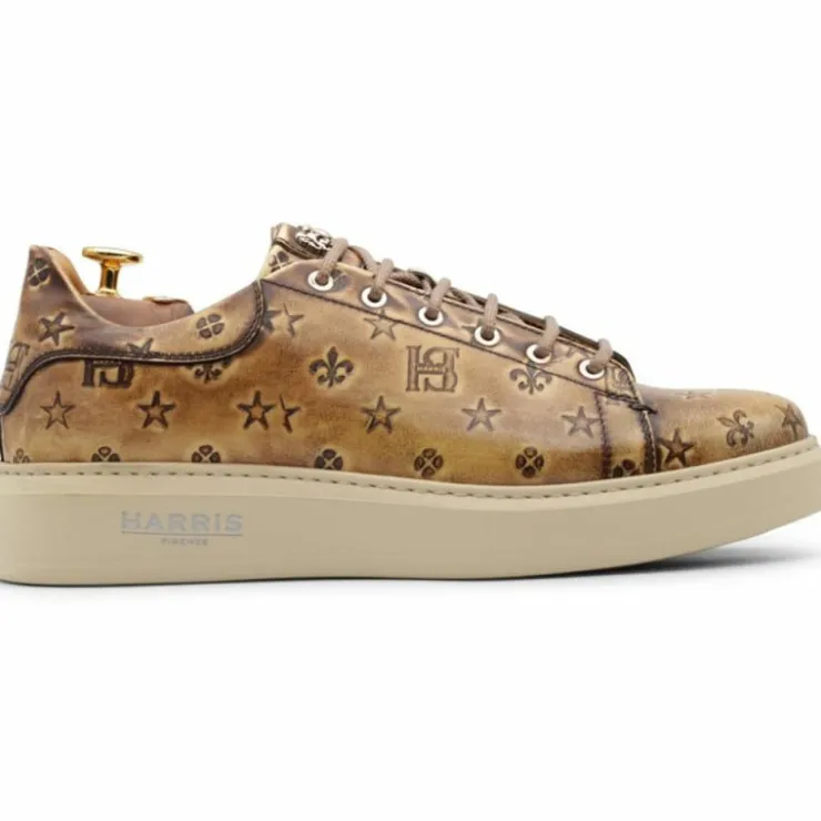 Flash Sale Harris Shoes 1913 Harris Firenze 1913 Vintage Print Leather Sneakers Brown