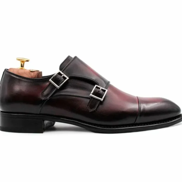 Best Sale Harris Shoes 1913 Calfskin Leather Double Buckle Shoes Marrone