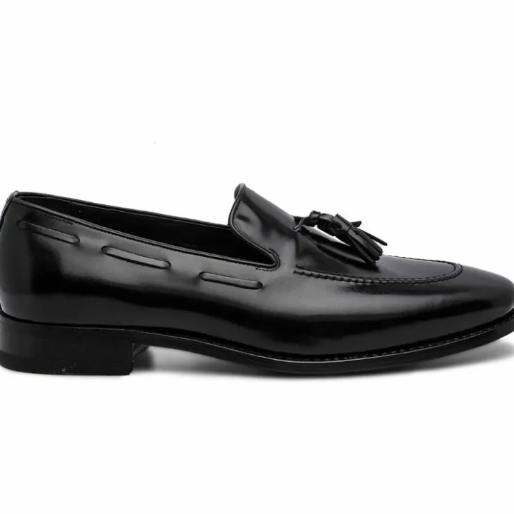 Shop Harris Shoes 1913 Calfskin Leather Tassel Loafers Black