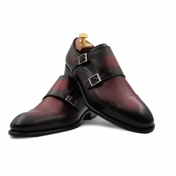 Best Sale Harris Shoes 1913 Calfskin Leather Double Buckle Shoes Marrone