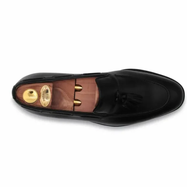 Best Sale Harris Shoes 1913 Calfskin Leather Tassel Moccasin Black