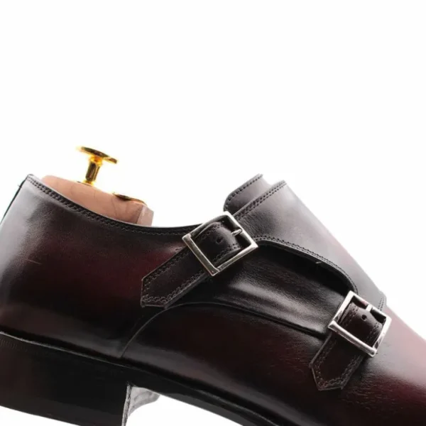 Best Sale Harris Shoes 1913 Calfskin Leather Double Buckle Shoes Marrone