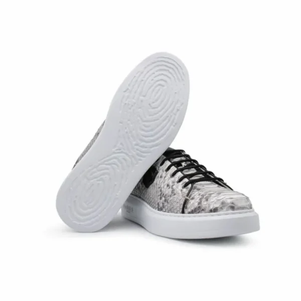 Fashion Harris Shoes 1913 Genuine Python Leather Sneakers Grey/ Black Grey/Black