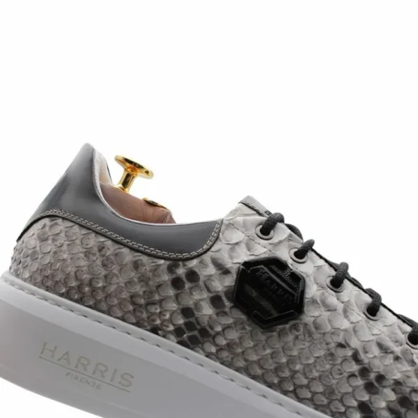 Fashion Harris Shoes 1913 Genuine Python Leather Sneakers Grey/ Black Grey/Black