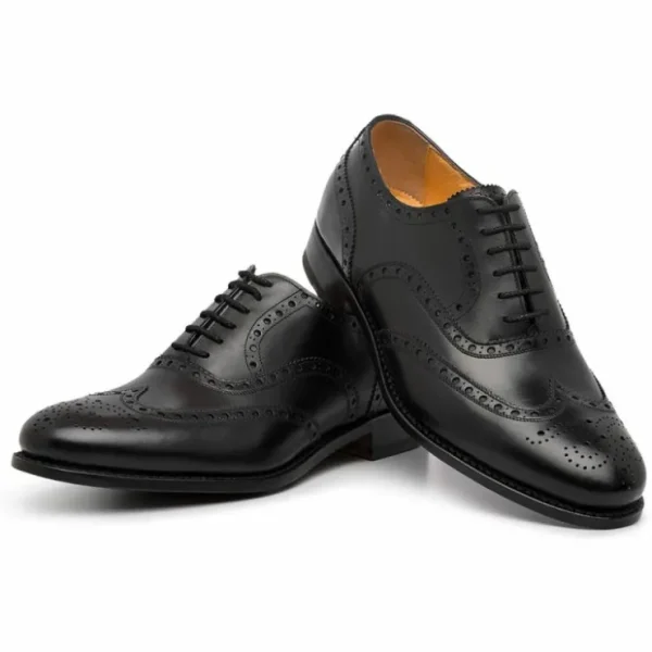 Cheap Harris Shoes 1913 Leather Stringed Wingtip Shoes Nero