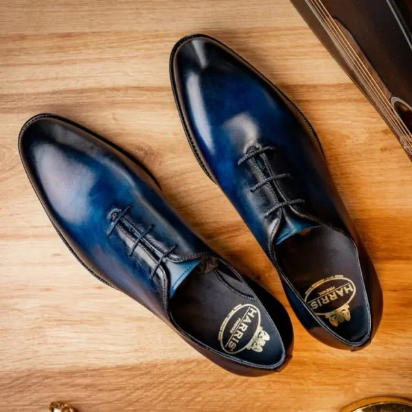 Hot Harris Shoes 1913 Leather Wholecut Oxfords Blue