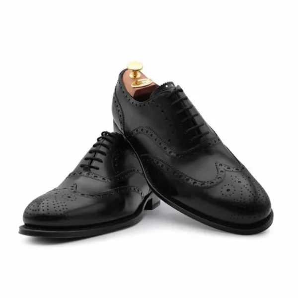 Hot Harris Shoes 1913 Leather Wingtip Shoes Black