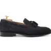 Discount Harris Shoes 1913 Suede Tassel Moccasin Blue