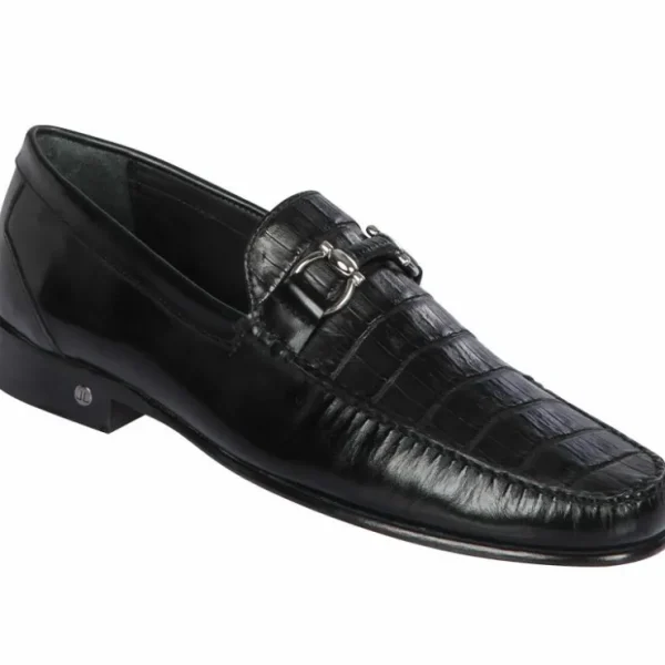 Hot Lombardy Belly Caiman & Calfskin Bit Loafers Black