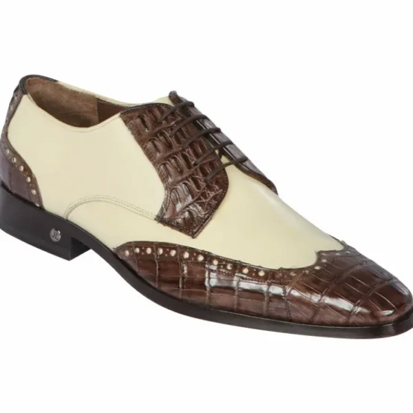 Online Lombardy Caiman Belly & Calfskin Wingtip Shoes Brown/Winter White Brown/WinterWhite