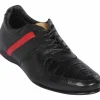 Shop Lombardy Caiman Belly & Calfskin Sneaker Shoes Black