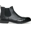 Discount Lombardy Caiman Belly & Smooth Ostrich Chelsea Boots Black