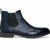 Online Lombardy Caiman Belly & Smooth Ostrich Chelsea Boots Navy Blue NavyBlue