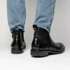 Discount Lombardy Caiman Belly & Smooth Ostrich Chelsea Boots Black