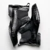 Discount Lombardy Caiman Belly & Smooth Ostrich Chelsea Boots Black