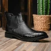 Discount Lombardy Caiman Belly & Smooth Ostrich Chelsea Boots Black
