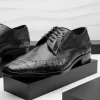 New Lombardy Caiman Belly & Calfskin Wingtip Shoes Black