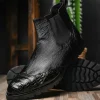 Discount Lombardy Caiman Belly & Smooth Ostrich Chelsea Boots Black