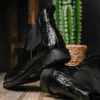 Discount Lombardy Caiman Belly & Smooth Ostrich Chelsea Boots Black