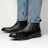 Discount Lombardy Caiman Belly & Smooth Ostrich Chelsea Boots Black