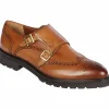 Shop Lombardy Calfskin Wingtip Monk Strap Faded Honey FadedHoney