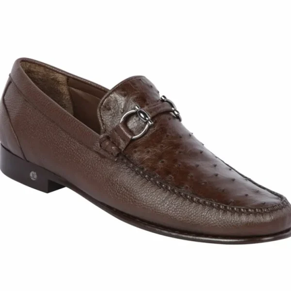 Online Lombardy Ostrich & Calfskin Bit Loafers Brown