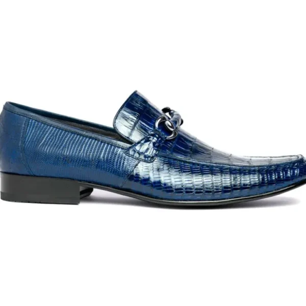los_altos_caiman_amp_liza_0-1.webp Online Los Altos Boots Los Altos Caiman & Lizard Bit Loafers Navy Blue