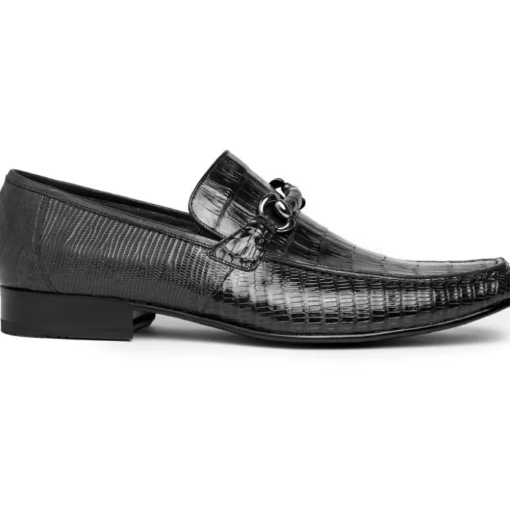 Shop Los Altos Boots Los Altos Caiman & Lizard Bit Loafers Black