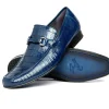 Online Los Altos Boots Los Altos Caiman & Lizard Bit Loafers Navy Blue