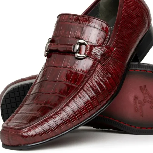 Hot Los Altos Boots Los Altos Caiman & Lizard Bit Loafers Burgundy