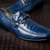 Online Los Altos Boots Los Altos Caiman & Lizard Bit Loafers Navy Blue