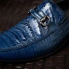Online Los Altos Boots Los Altos Caiman & Lizard Bit Loafers Navy Blue