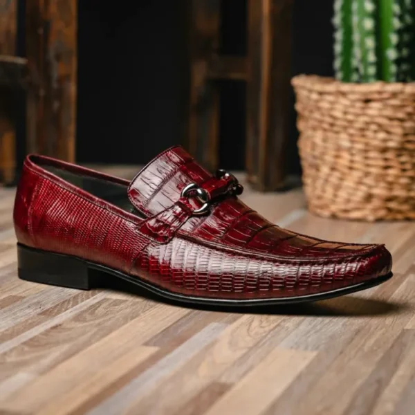 Hot Los Altos Boots Los Altos Caiman & Lizard Bit Loafers Burgundy