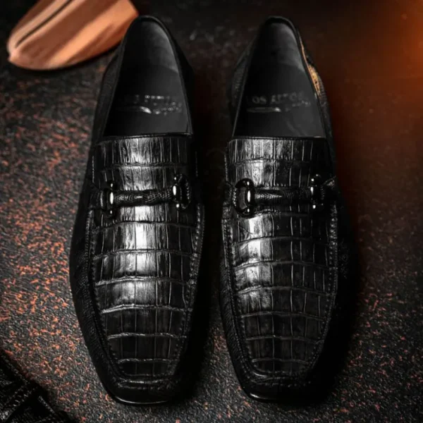 los_altos_caiman_amp_liza_5.webp Shop Los Altos Boots Los Altos Caiman & Lizard Bit Loafers Black