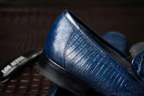 los_altos_caiman_amp_liza_6-1.webp Online Los Altos Boots Los Altos Caiman & Lizard Bit Loafers Navy Blue