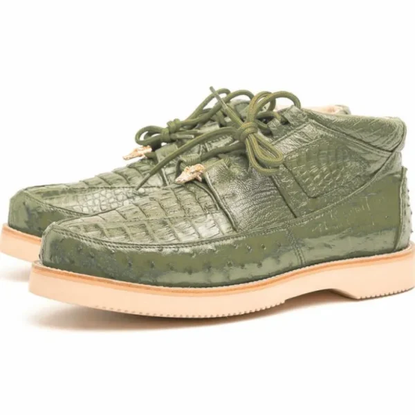 New Los Altos Boots Los Altos Caiman & Ostrich Casual Shoes Military Green MilitaryGreen