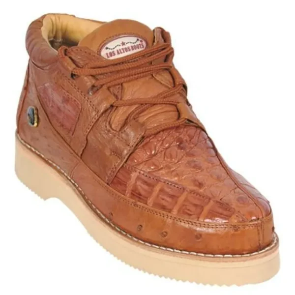 los_altos_caiman_belly_am_0-6.webp Best Sale Los Altos Boots Los Altos Caiman Belly & Ostrich Casual Shoes Cognac