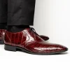 Hot Los Altos Boots Los Altos Caiman Belly Derby Shoes Burgundy