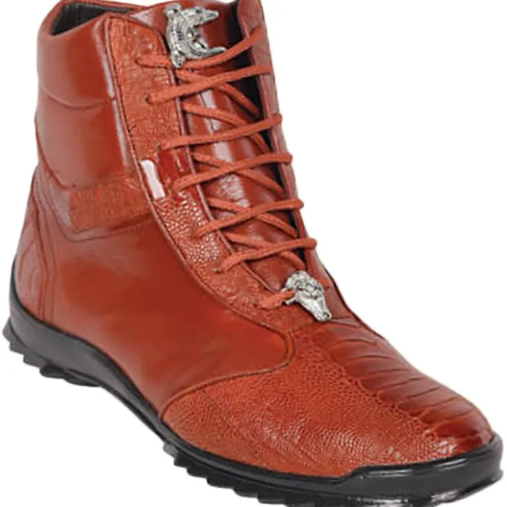 Online Los Altos Boots Los Altos Ostrich Leg High Top Sneakers Cognac