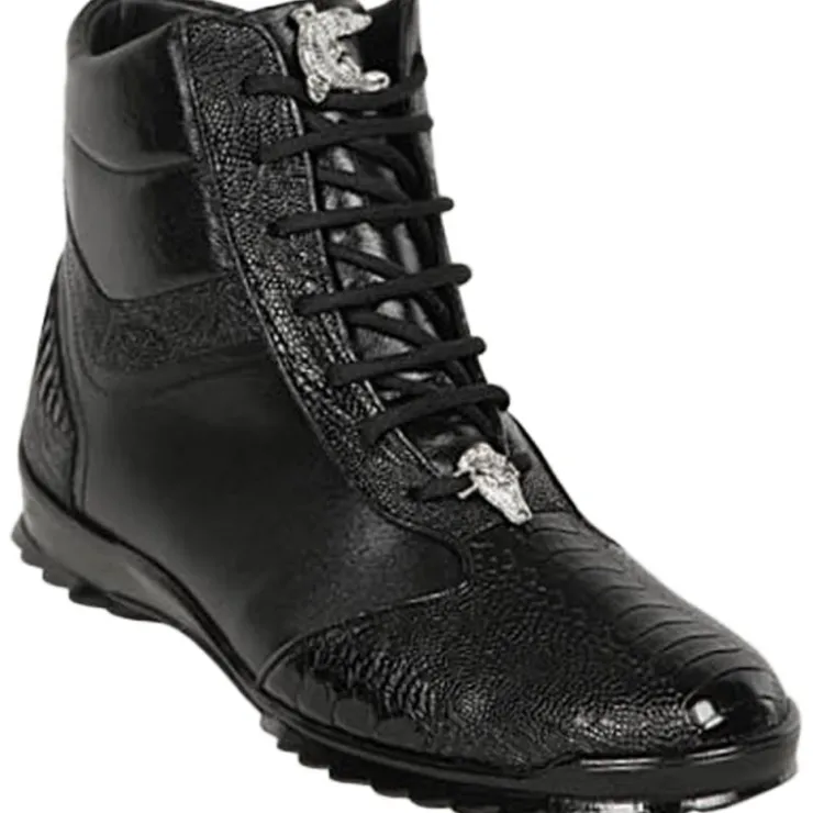 Best Los Altos Boots Los Altos Ostrich Leg High Top Sneakers Black