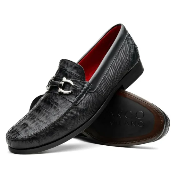 marco_di_milano_adro_caim_1-1.webp Cheap Marco di Milano Adro Caiman Crocodile / Lizard Bit Loafers Black