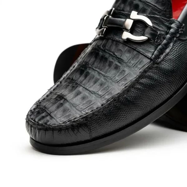marco_di_milano_adro_caim_2-1.webp Cheap Marco di Milano Adro Caiman Crocodile / Lizard Bit Loafers Black
