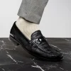 Cheap Marco di Milano Adro Caiman Crocodile / Lizard Bit Loafers Black