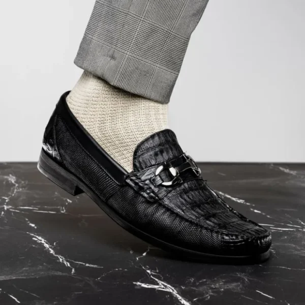 marco_di_milano_adro_caim_6-1.webp Cheap Marco di Milano Adro Caiman Crocodile / Lizard Bit Loafers Black