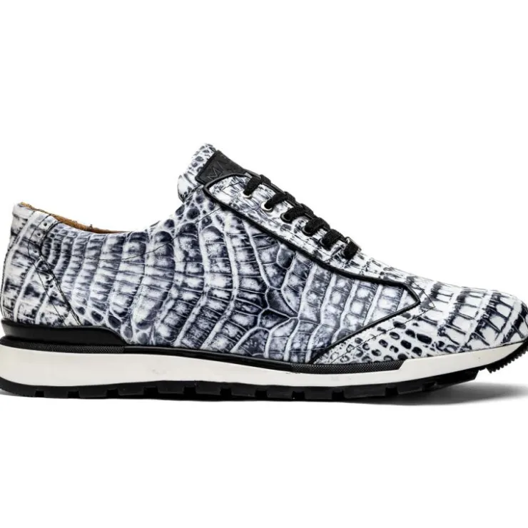 Shop Marco di Milano Alonzo Caiman Crocodile Sneakers Newspaper