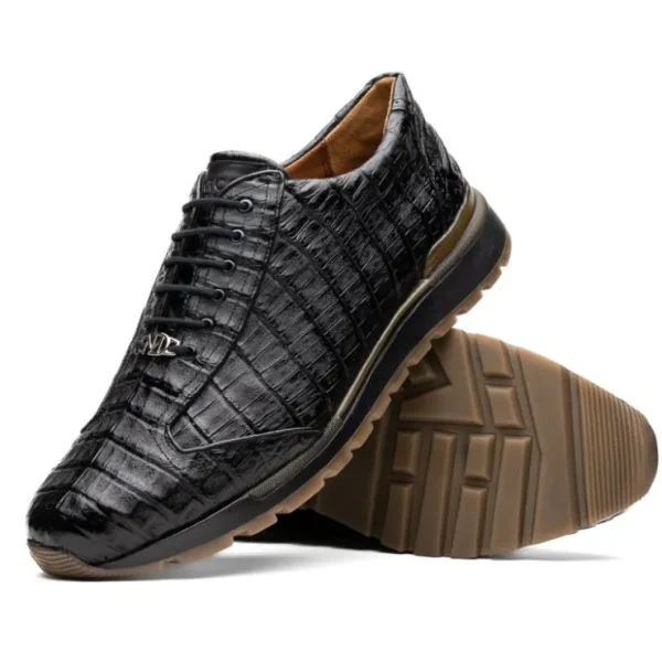 Fashion Marco di Milano Alonzo Caiman Crocodile Sneakers Black