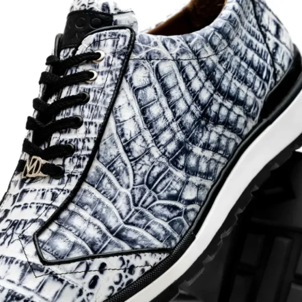 Shop Marco di Milano Alonzo Caiman Crocodile Sneakers Newspaper