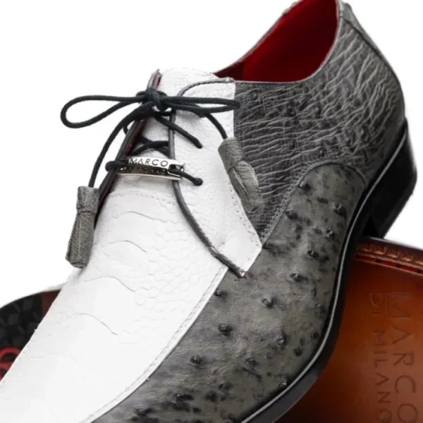 Online Marco di Milano Andretti Ostrich Leg Shoes White / Grey