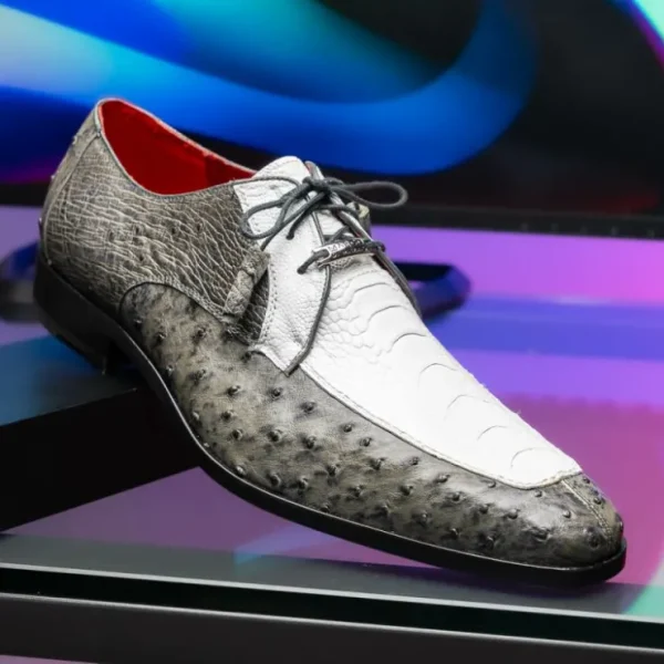 Online Marco di Milano Andretti Ostrich Leg Shoes White / Grey