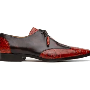 Store Marco di Milano Anzio Alligator & Calfskin Derby Cognac